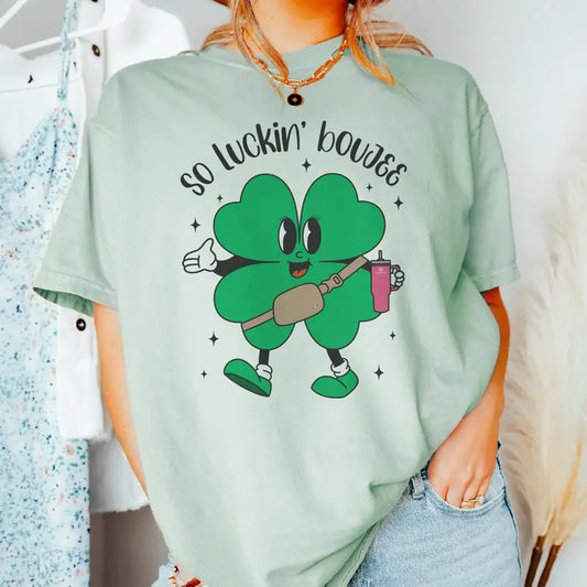 So Luckin Boujee Shamrock St. Patrick's Day T-Shirts Shamrock Boujee Tshirt Funny St. Pattys Tees So Luckin Boujee St....