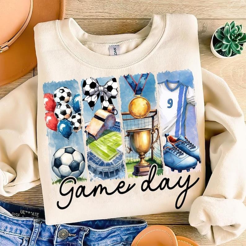 Soccer Game Day Coquette Bow , Mama , Soccer Mom , Brushstroke Sweatshirt Crewneck Classic T-Shirts, Hoodie | WearSparks.com
