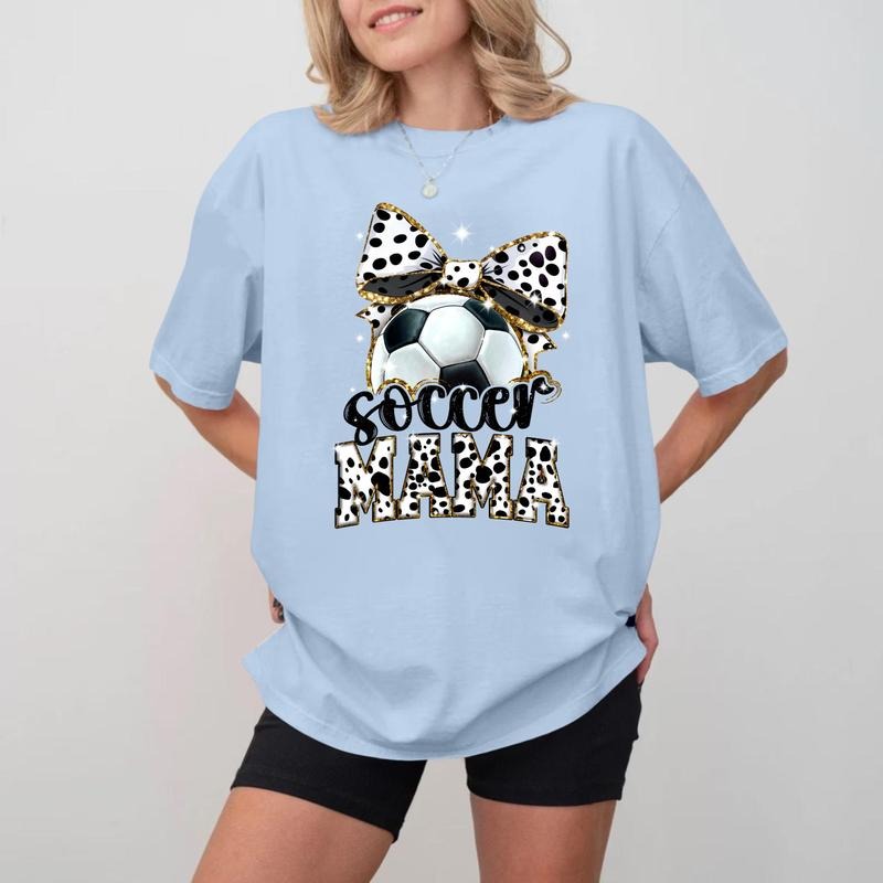 Soccer MOM Bow Crewneck, Unisex Cotton Sports Mom T-shirt Hoodie, Sweatshirt | WearSparks.com
