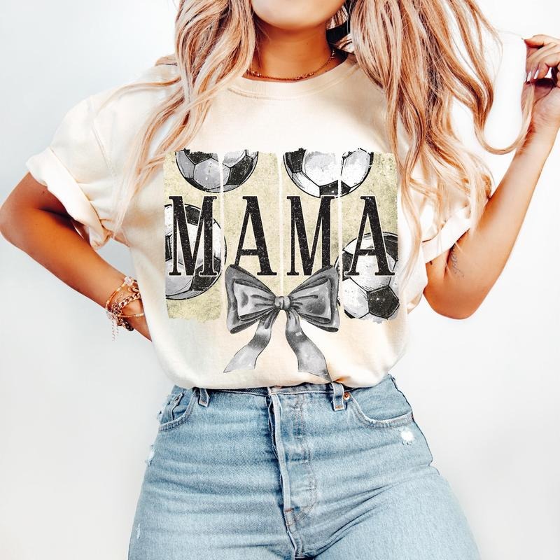 Soccer Mama T-Shirt, Vintage Soccer Coquette T-Shirt, Soccer Mom T-Shirt, Game Day Soccer T-Shirt, Soccer Brushstroke...