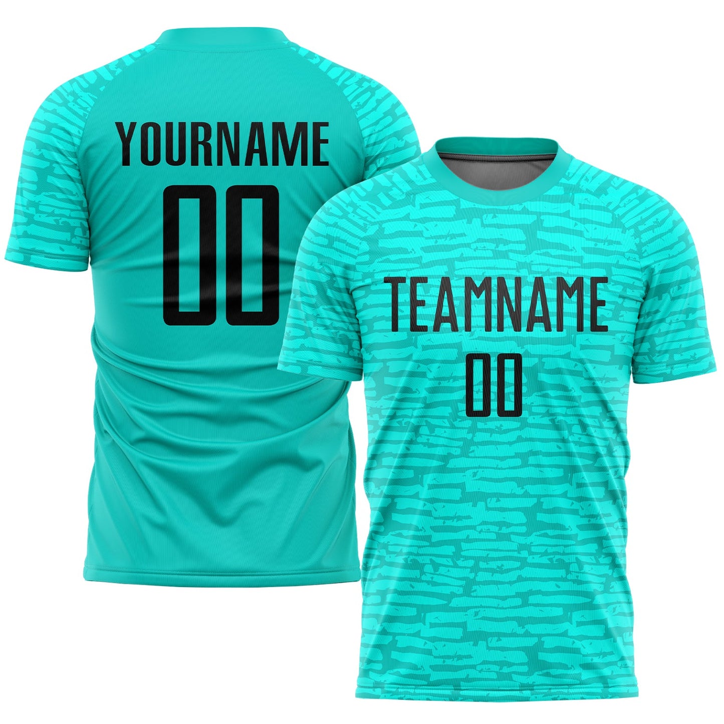 Custom Aqua Black Sublimation Soccer Uniform Jersey T-Shirts, Hoodie, Sweatshirt | WearSparks.com (Image 1)