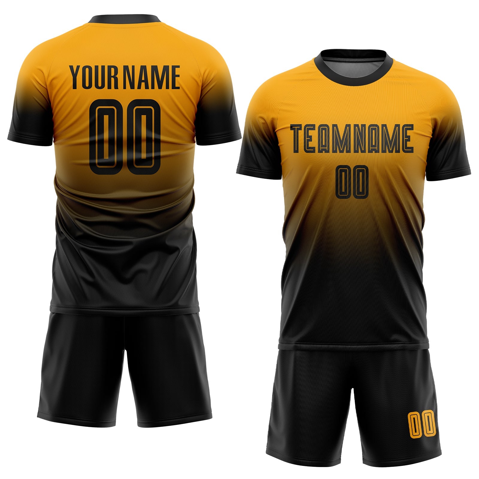 Custom Gold Black Sublimation Fade Fashion Soccer Uniform Jersey T-Shirts, Hoodie, Sweatshirt | WearSparks.com (Image 2)
