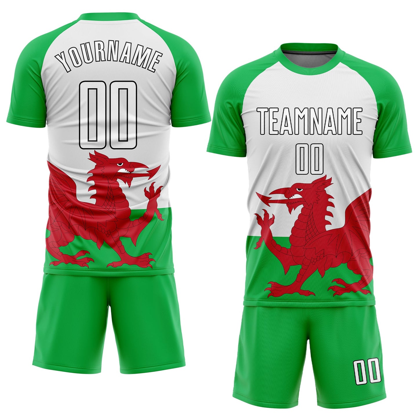Custom Green White Red-Black Sublimation Welsh Flag Soccer Uniform Jersey T-Shirts, Hoodie, Sweatshirt (Image 2)