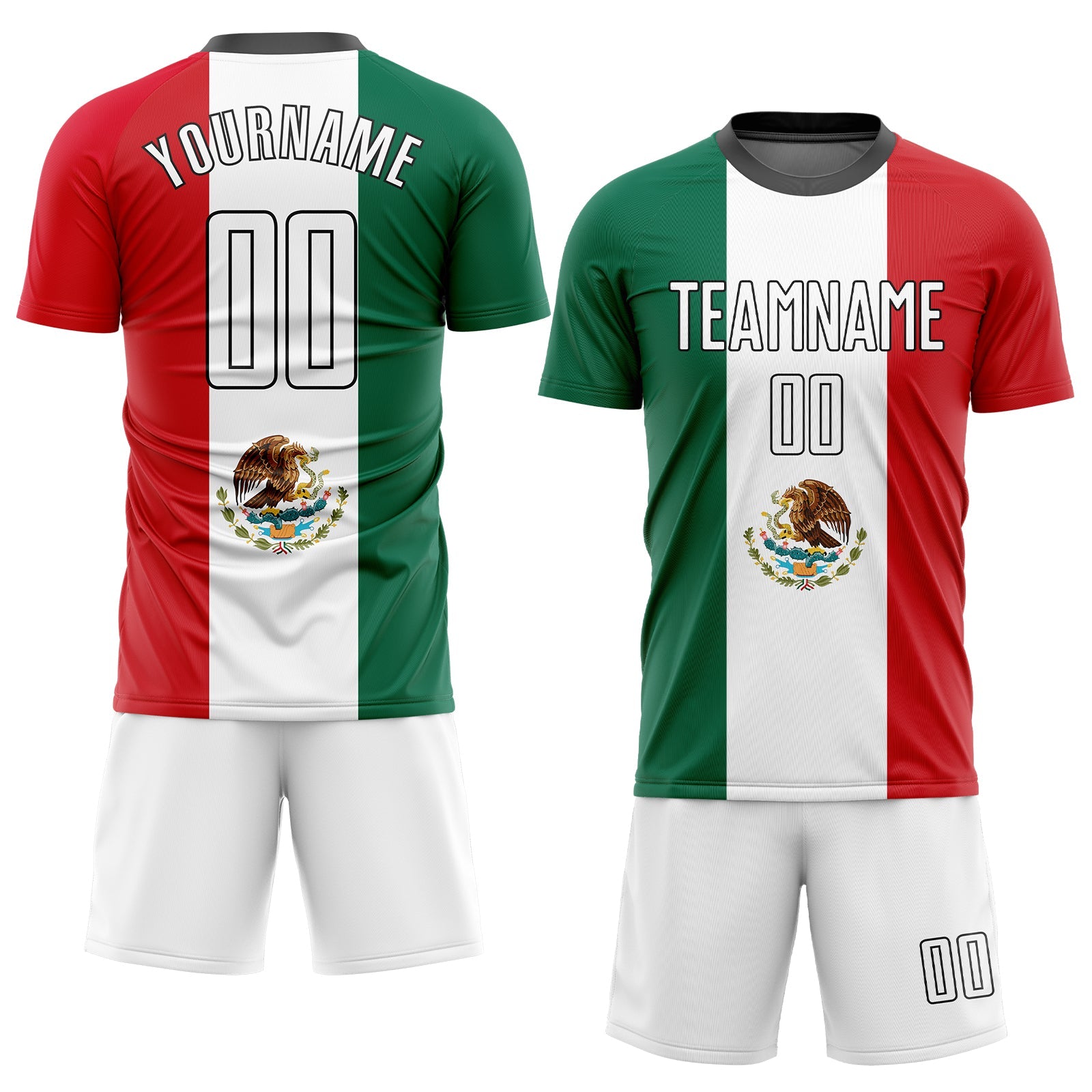 Custom Kelly Green White Red-Black Sublimation Mexican Flag Soccer Uniform Jersey T-Shirts, Hoodie, Sweatshirt (Image 2)