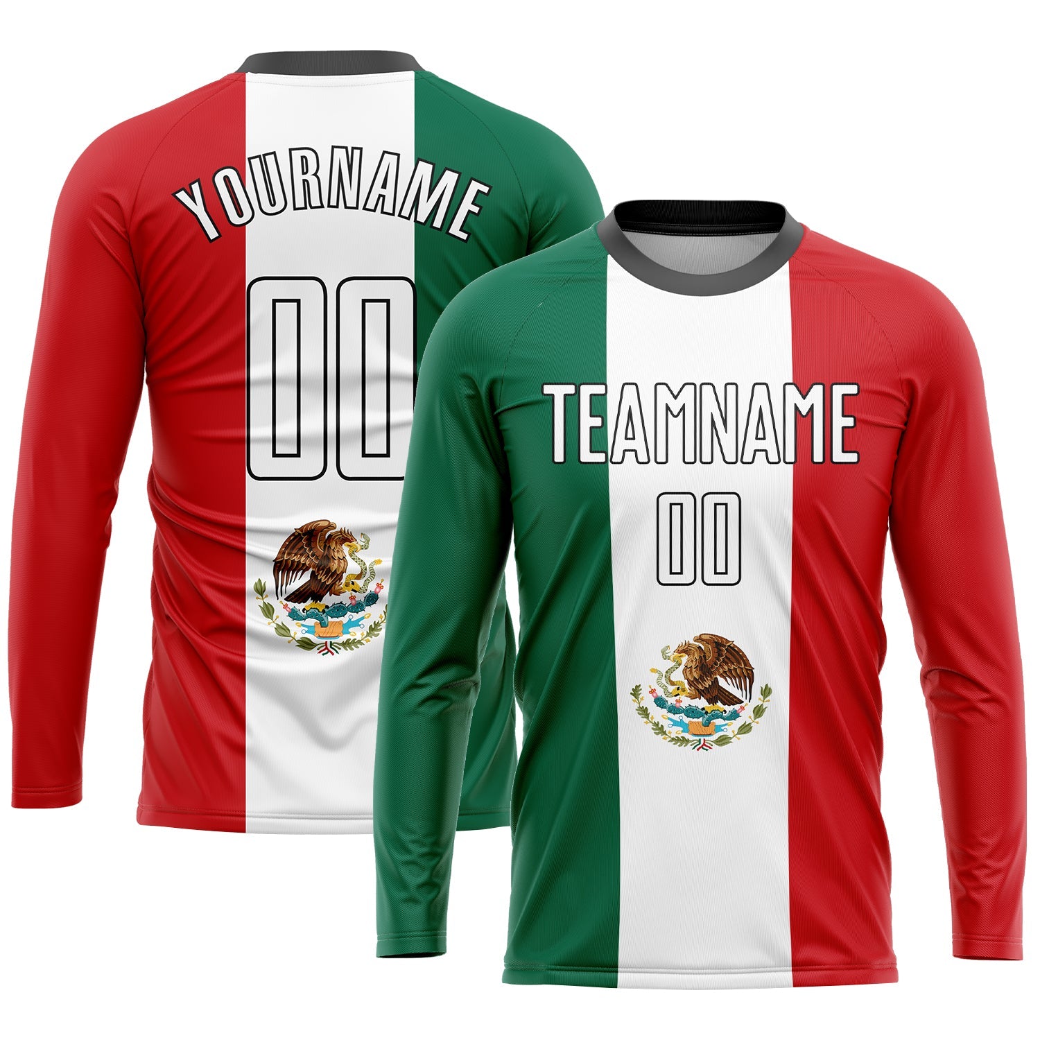 Custom Kelly Green White Red-Black Sublimation Mexican Flag Soccer Uniform Jersey T-Shirts, Hoodie, Sweatshirt (Image 3)