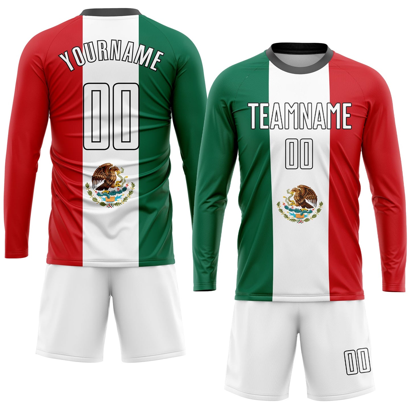 Custom Kelly Green White Red-Black Sublimation Mexican Flag Soccer Uniform Jersey T-Shirts, Hoodie, Sweatshirt (Image 4)