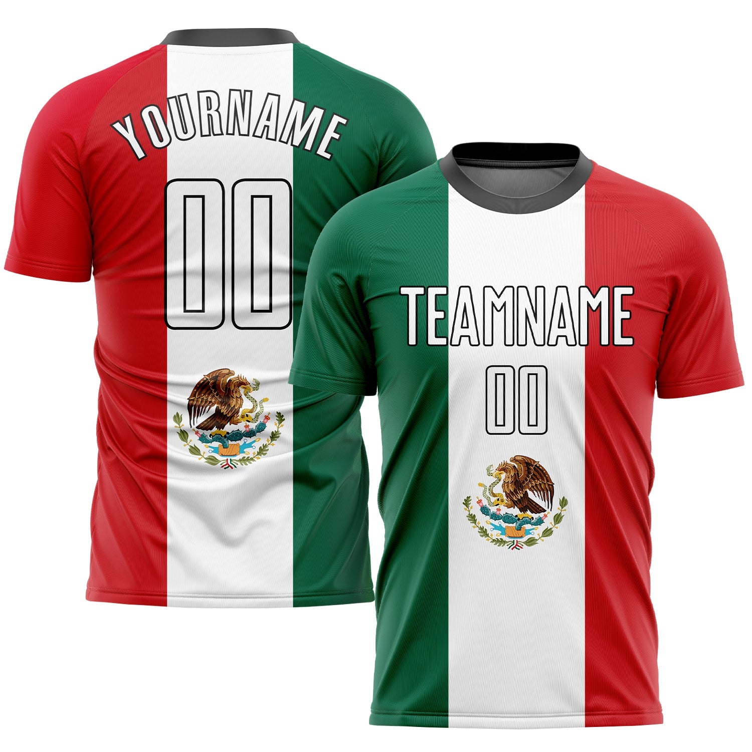 Custom Kelly Green White Red-Black Sublimation Mexican Flag Soccer Uniform Jersey T-Shirts, Hoodie, Sweatshirt (Image 1)