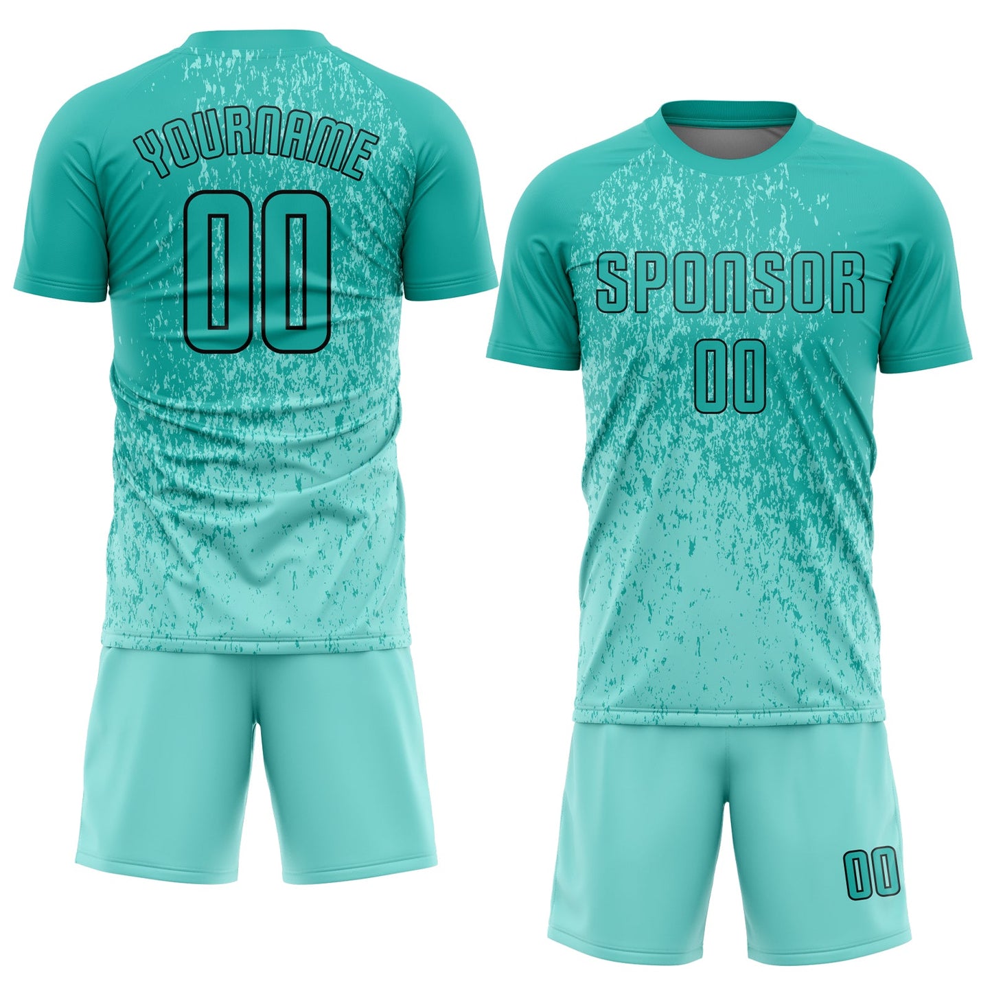 Custom Aqua Aqua-Black Sublimation Soccer Uniform Jersey T-Shirts, Hoodie, Sweatshirt | WearSparks.com (Image 2)