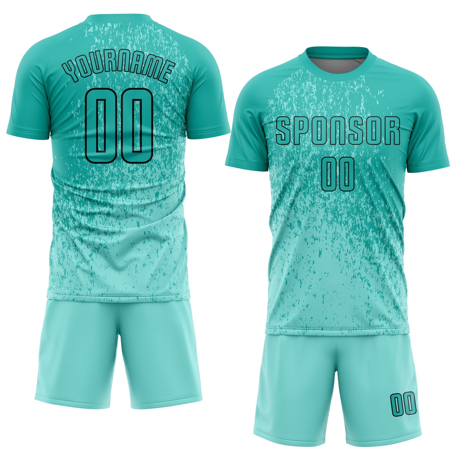Custom Aqua Aqua-Black Sublimation Soccer Uniform Jersey T-Shirts, Hoodie, Sweatshirt | WearSparks.com (Image 2)