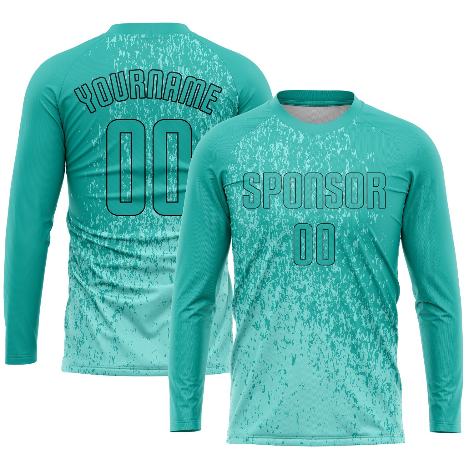 Custom Aqua Aqua-Black Sublimation Soccer Uniform Jersey T-Shirts, Hoodie, Sweatshirt | WearSparks.com (Image 3)