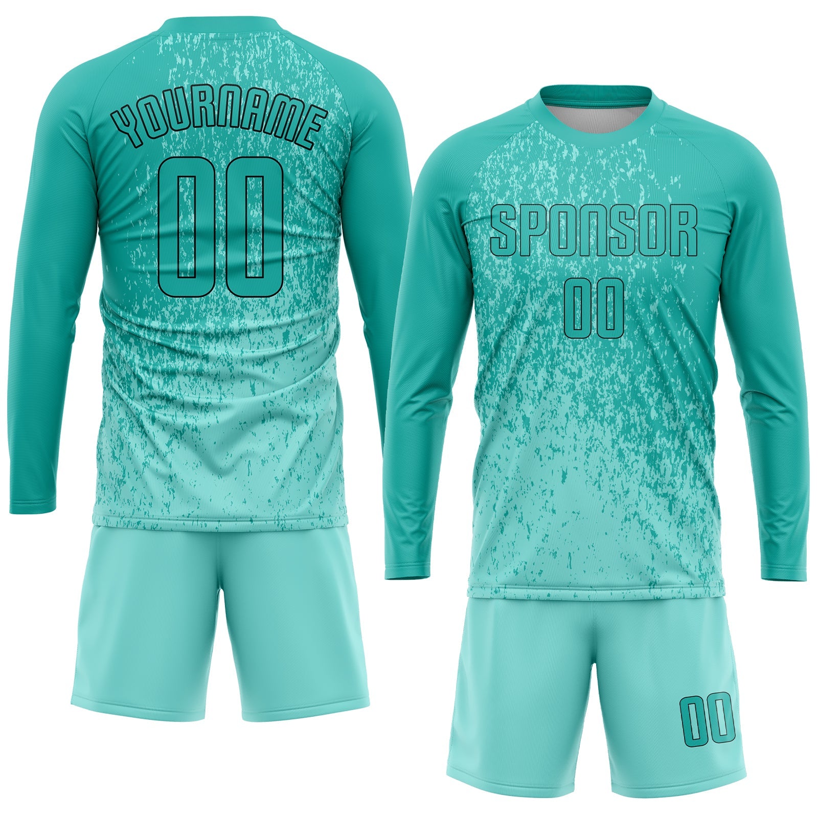 Custom Aqua Aqua-Black Sublimation Soccer Uniform Jersey T-Shirts, Hoodie, Sweatshirt | WearSparks.com (Image 4)