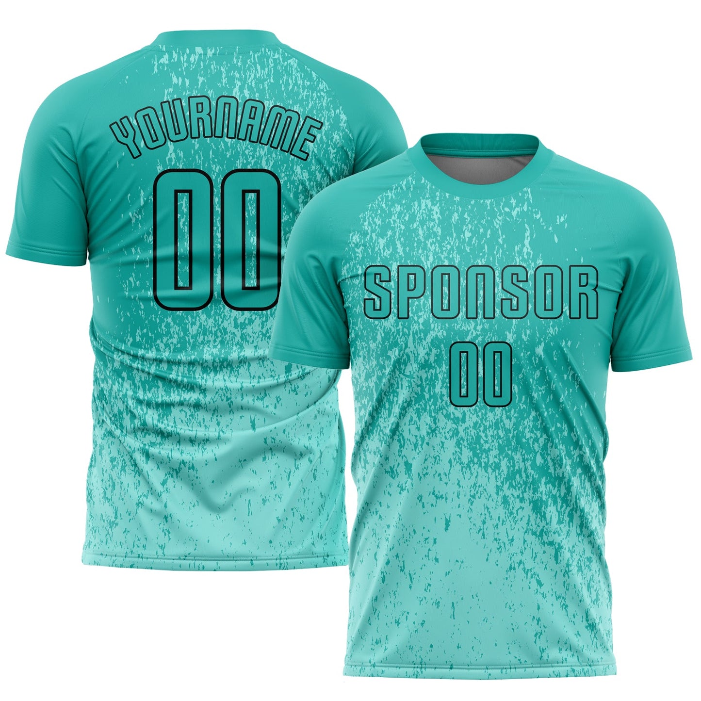 Custom Aqua Aqua-Black Sublimation Soccer Uniform Jersey T-Shirts, Hoodie, Sweatshirt | WearSparks.com (Image 1)
