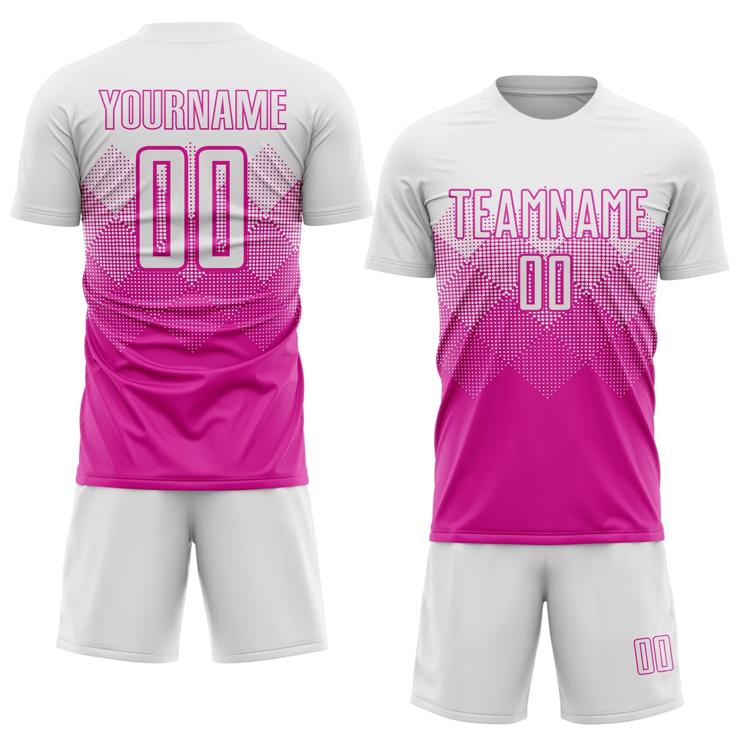 Custom Deep Pink White Sublimation Soccer Uniform Jersey T-Shirts, Hoodie, Sweatshirt | WearSparks.com (Image 2)