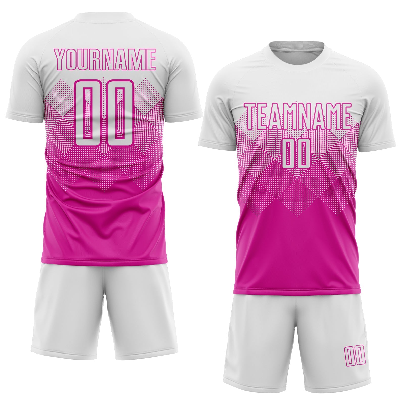 Custom Deep Pink White Sublimation Soccer Uniform Jersey T-Shirts, Hoodie, Sweatshirt | WearSparks.com (Image 2)
