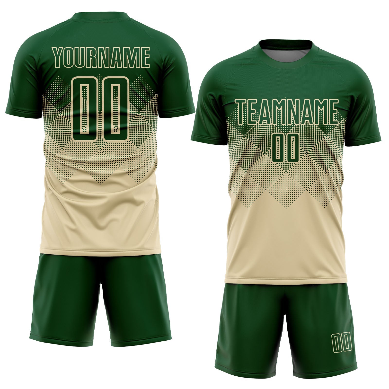 Custom Cream Green Sublimation Soccer Uniform Jersey T-Shirts, Hoodie, Sweatshirt | WearSparks.com (Image 2)
