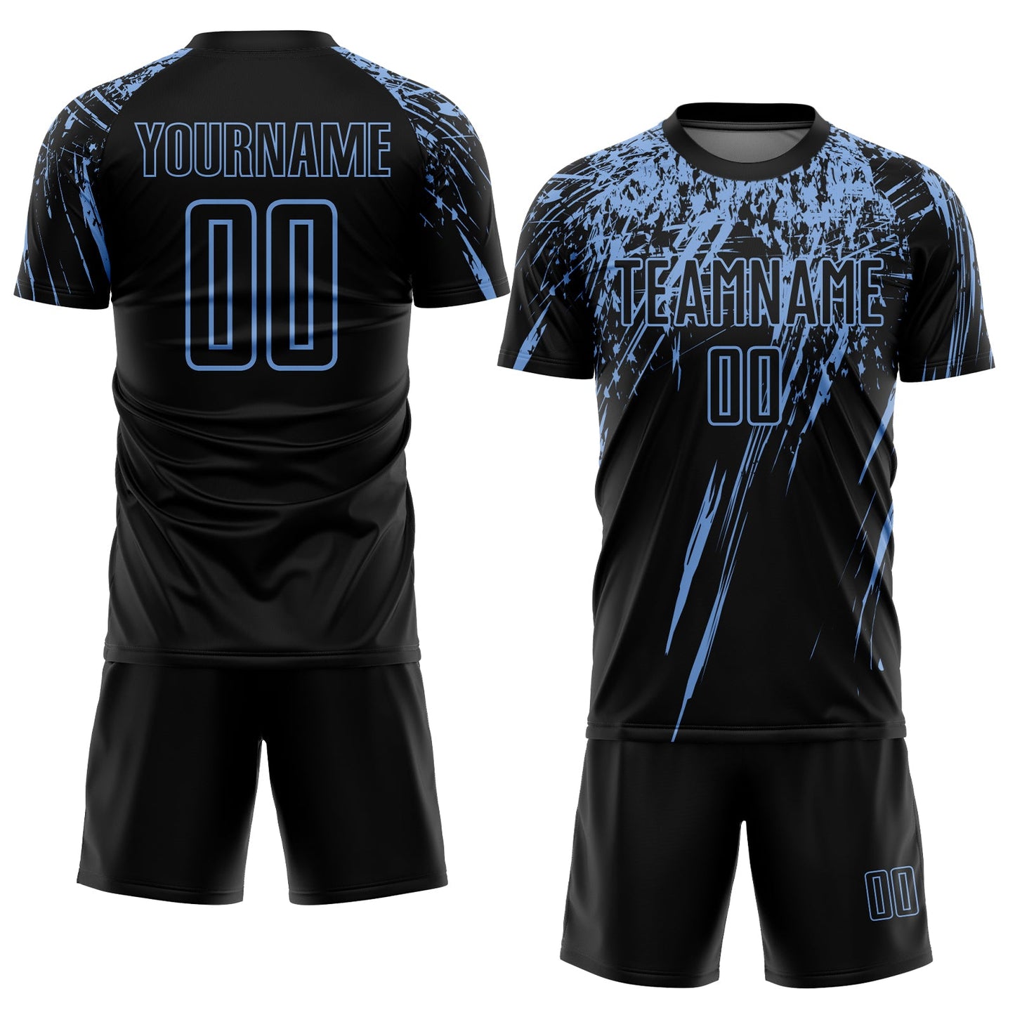 Custom Black Light Blue Sublimation Soccer Uniform Jersey T-Shirts, Hoodie, Sweatshirt | WearSparks.com (Image 2)
