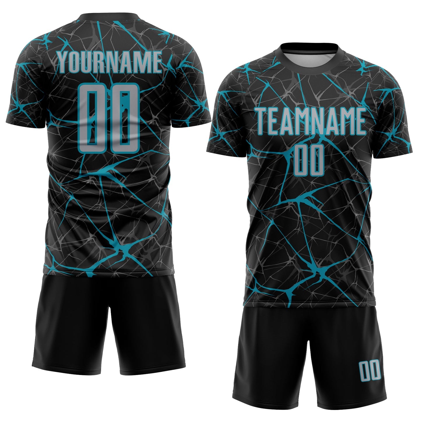 Custom Black Gray-Teal Sublimation Soccer Uniform Jersey T-Shirts, Hoodie, Sweatshirt | WearSparks.com (Image 2)