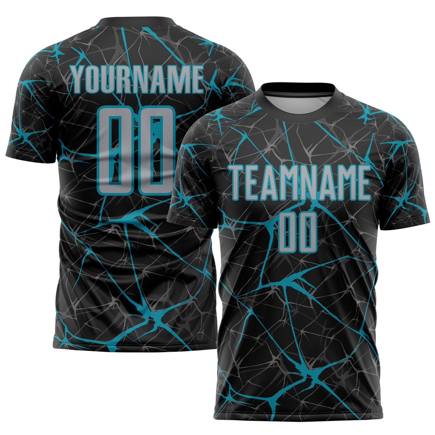 Custom Black Gray-Teal Sublimation Soccer Uniform Jersey T-Shirts, Hoodie, Sweatshirt | WearSparks.com (Image 1)