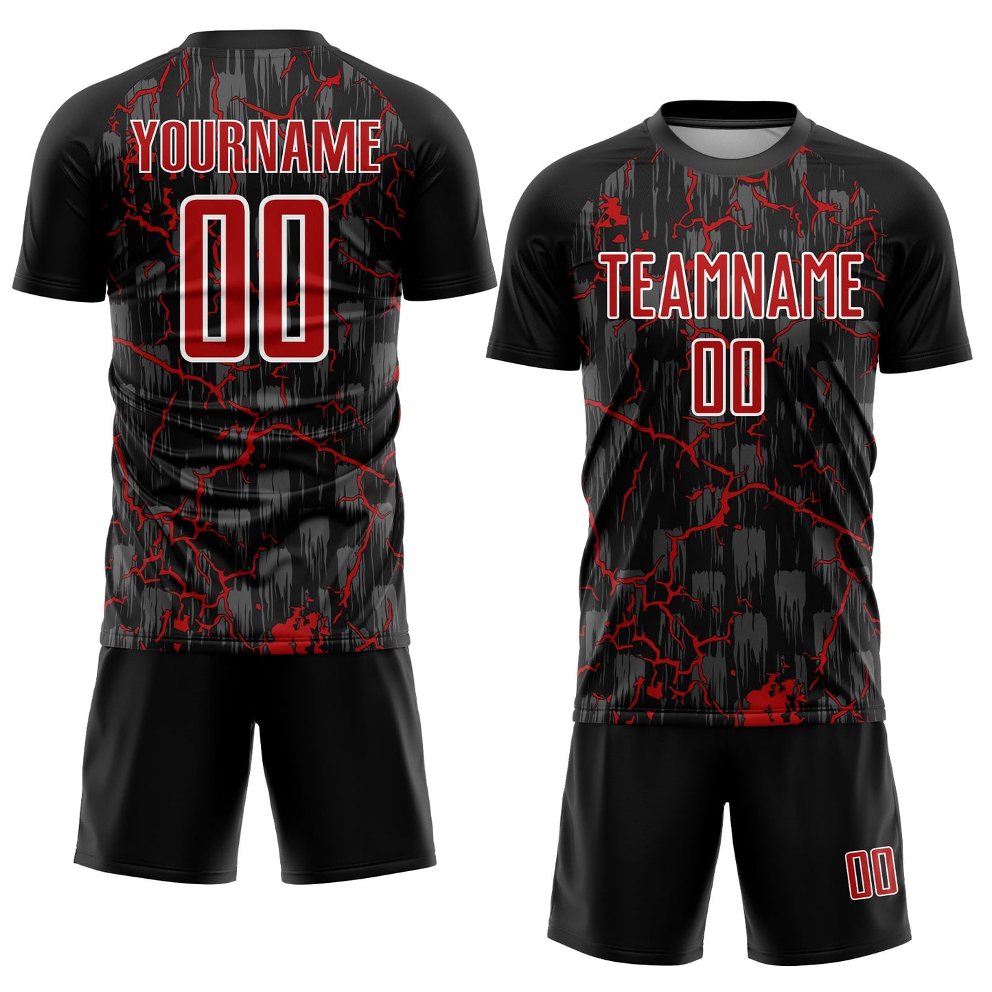 Custom Black Red-White Lightning Sublimation Soccer Uniform Jersey T-Shirts, Hoodie, Sweatshirt | WearSparks.com (Image 2)