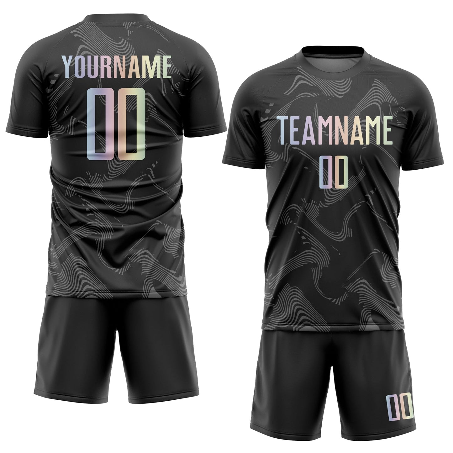 Custom Black Gradient-Gray Curve Lines Sublimation Soccer Uniform Jersey T-Shirts, Hoodie, Sweatshirt (Image 2)