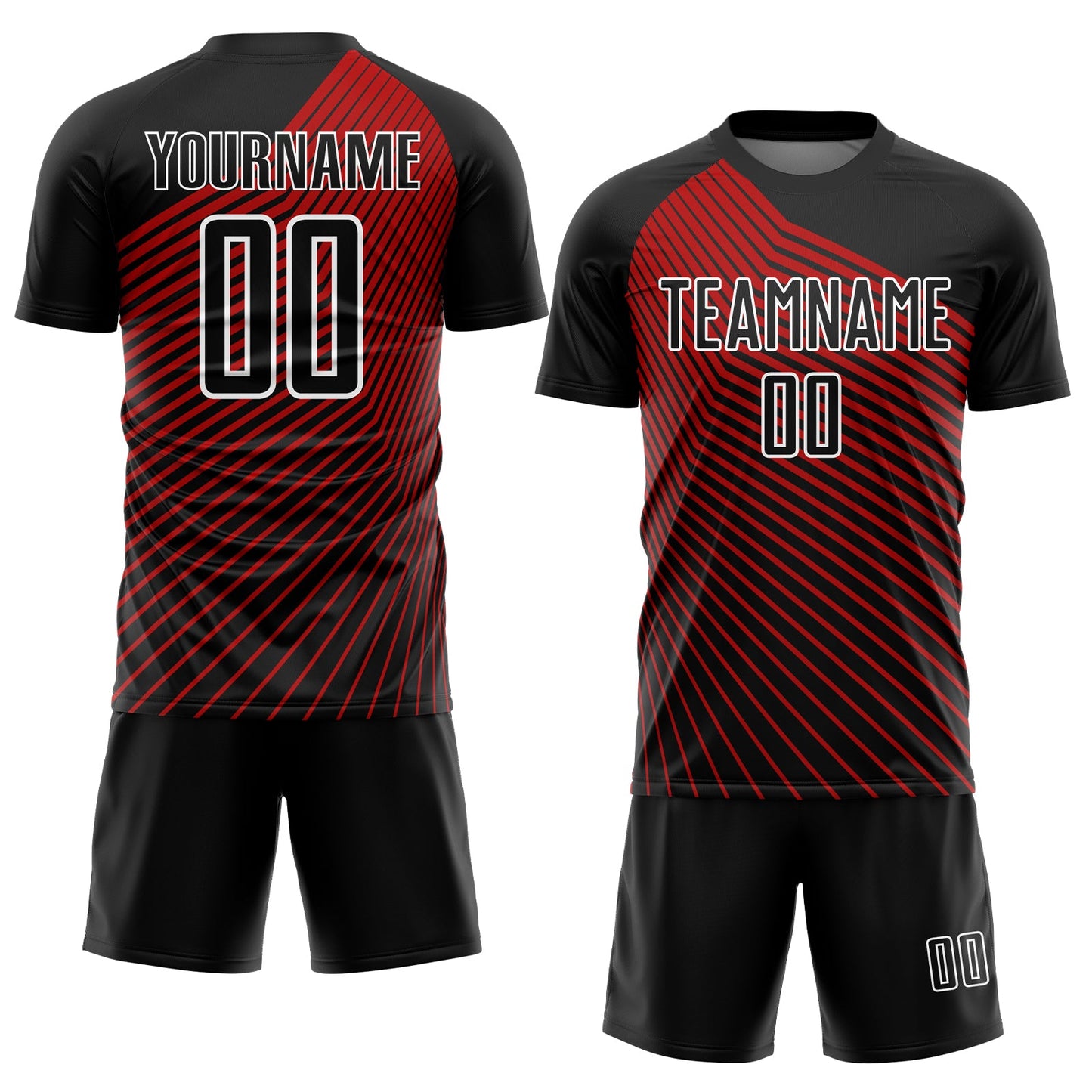 Custom Black Red-White Lines Sublimation Soccer Uniform Jersey T-Shirts, Hoodie, Sweatshirt | WearSparks.com (Image 2)