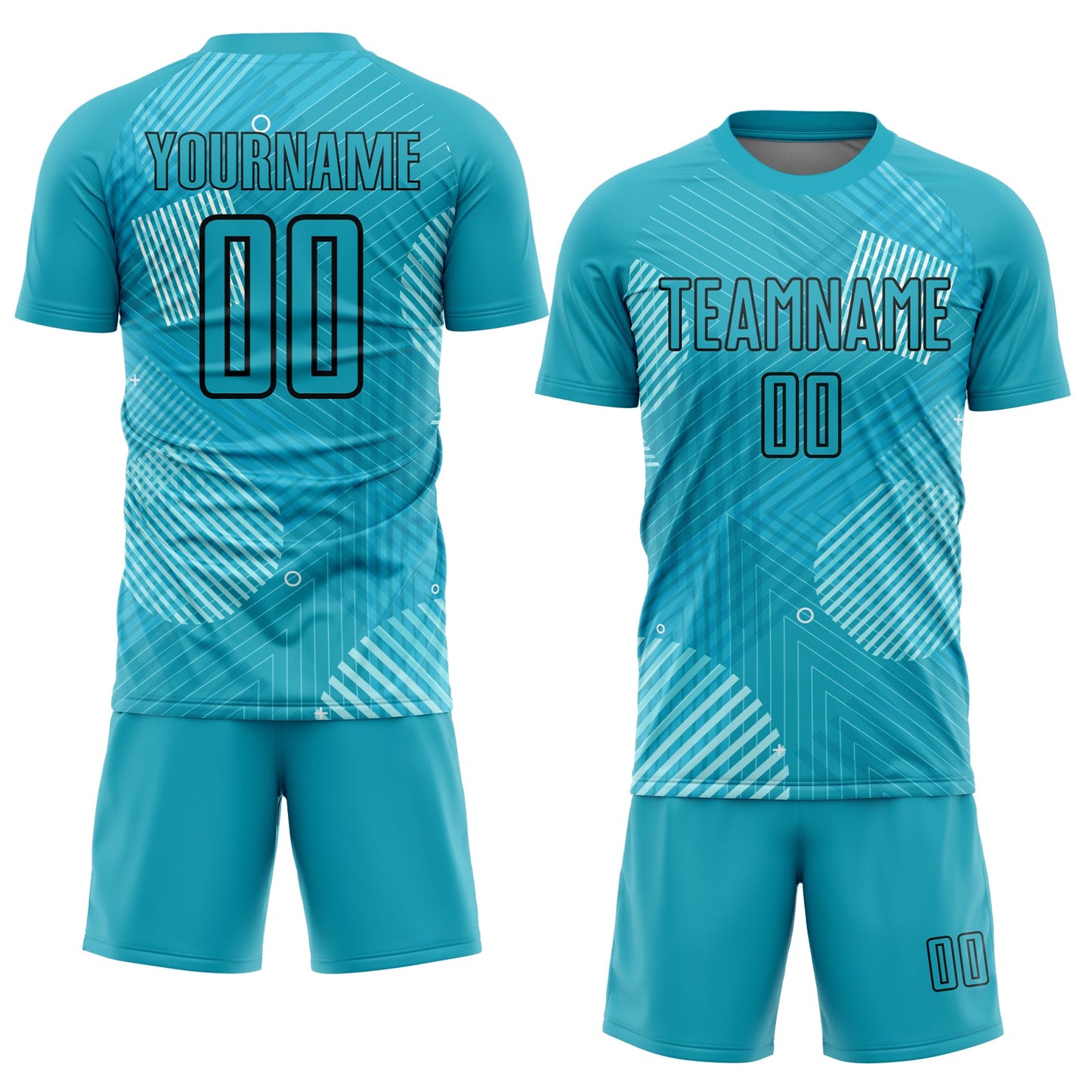 Custom Aqua Black Lines Sublimation Soccer Uniform Jersey T-Shirts, Hoodie, Sweatshirt | WearSparks.com (Image 2)