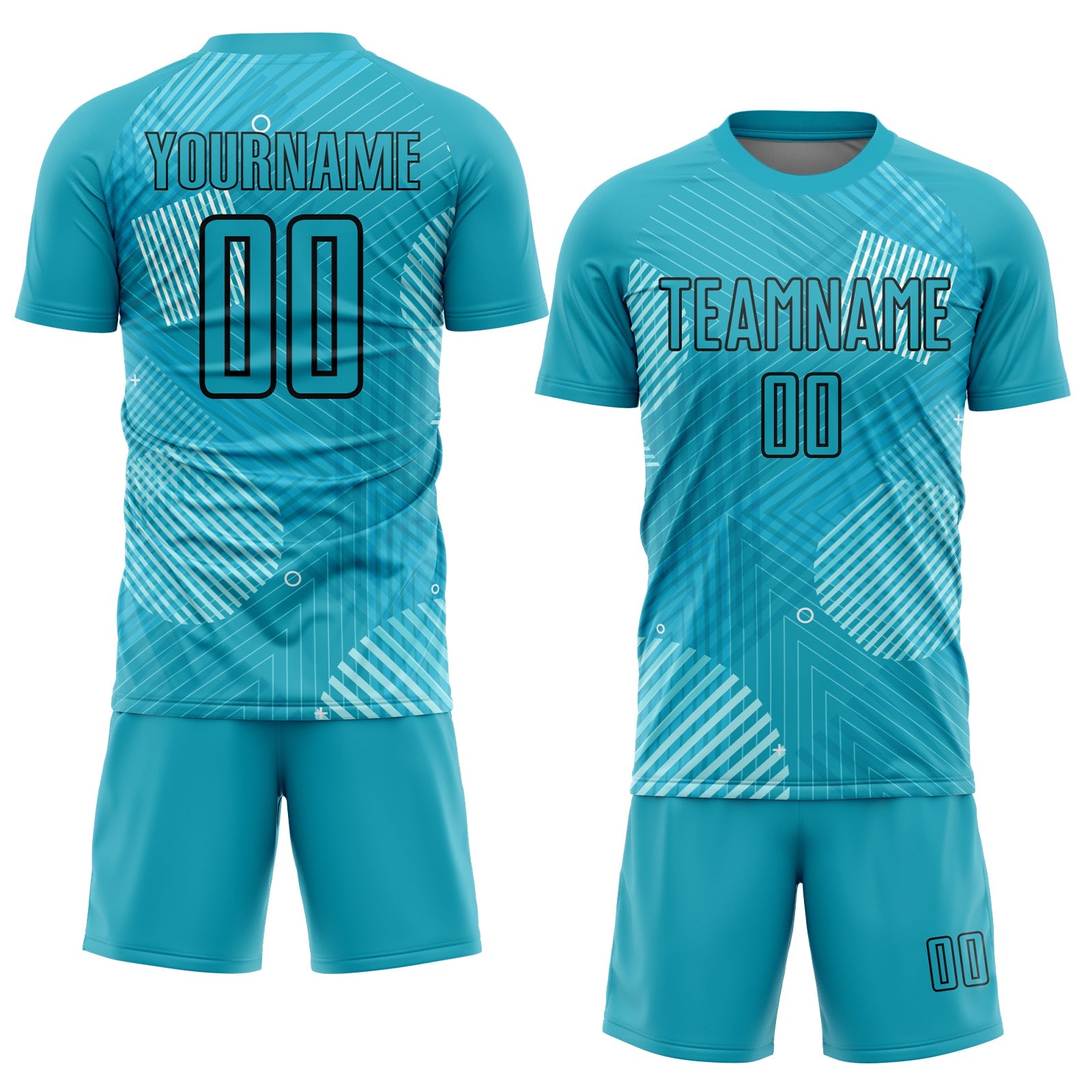 Custom Aqua Black Lines Sublimation Soccer Uniform Jersey T-Shirts, Hoodie, Sweatshirt | WearSparks.com (Image 2)