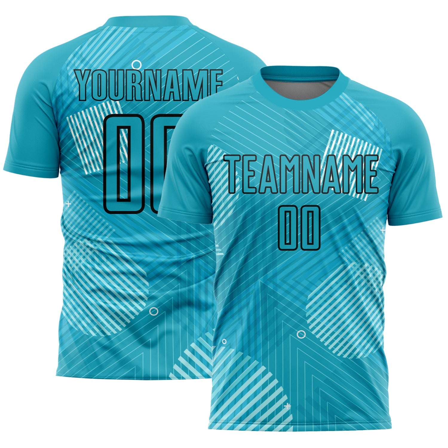 Custom Aqua Black Lines Sublimation Soccer Uniform Jersey T-Shirts, Hoodie, Sweatshirt | WearSparks.com (Image 1)