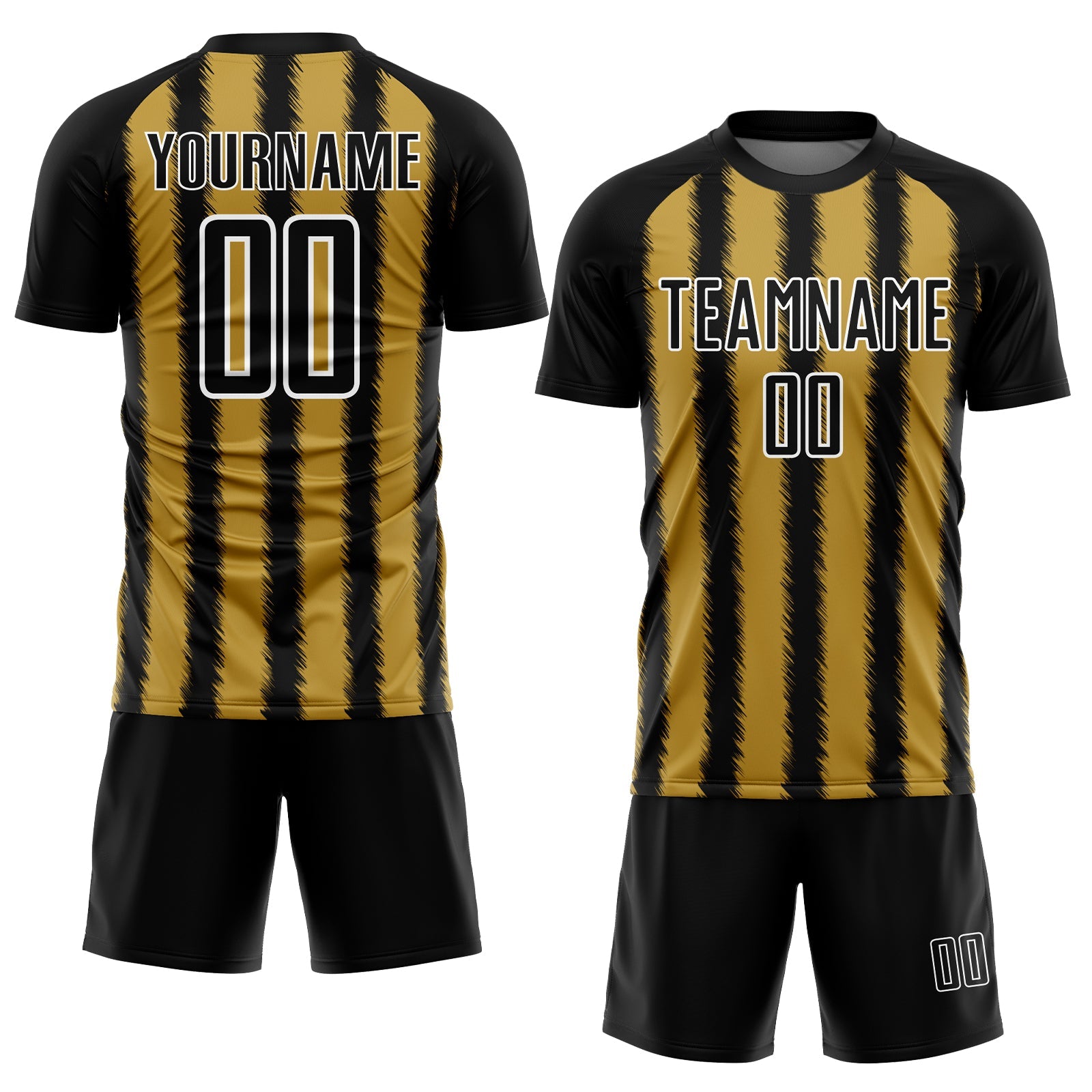 Custom Black Old Gold-White Line Sublimation Soccer Uniform Jersey T-Shirts, Hoodie, Sweatshirt | WearSparks.com (Image 2)