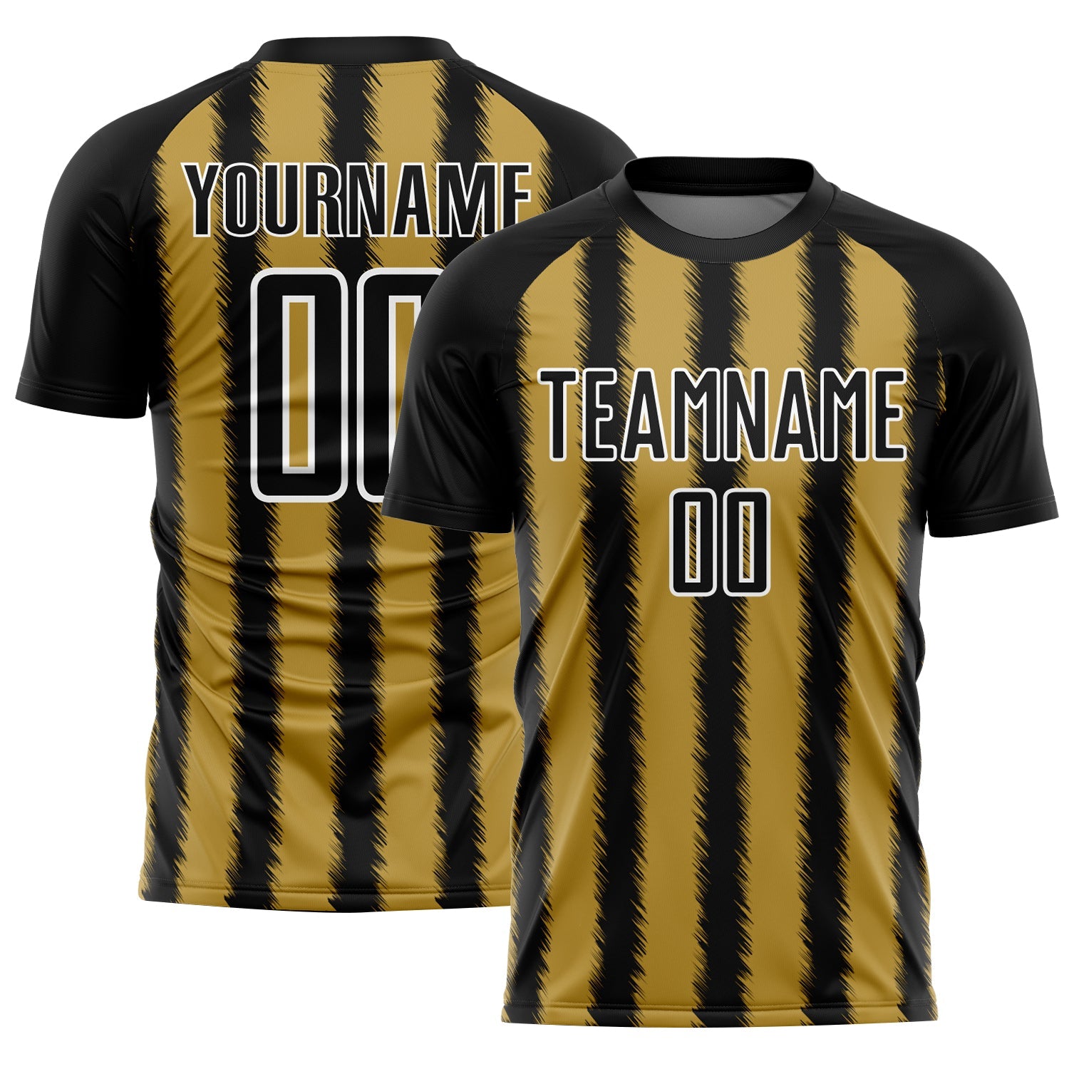 Custom Black Old Gold-White Line Sublimation Soccer Uniform Jersey T-Shirts, Hoodie, Sweatshirt | WearSparks.com (Image 1)