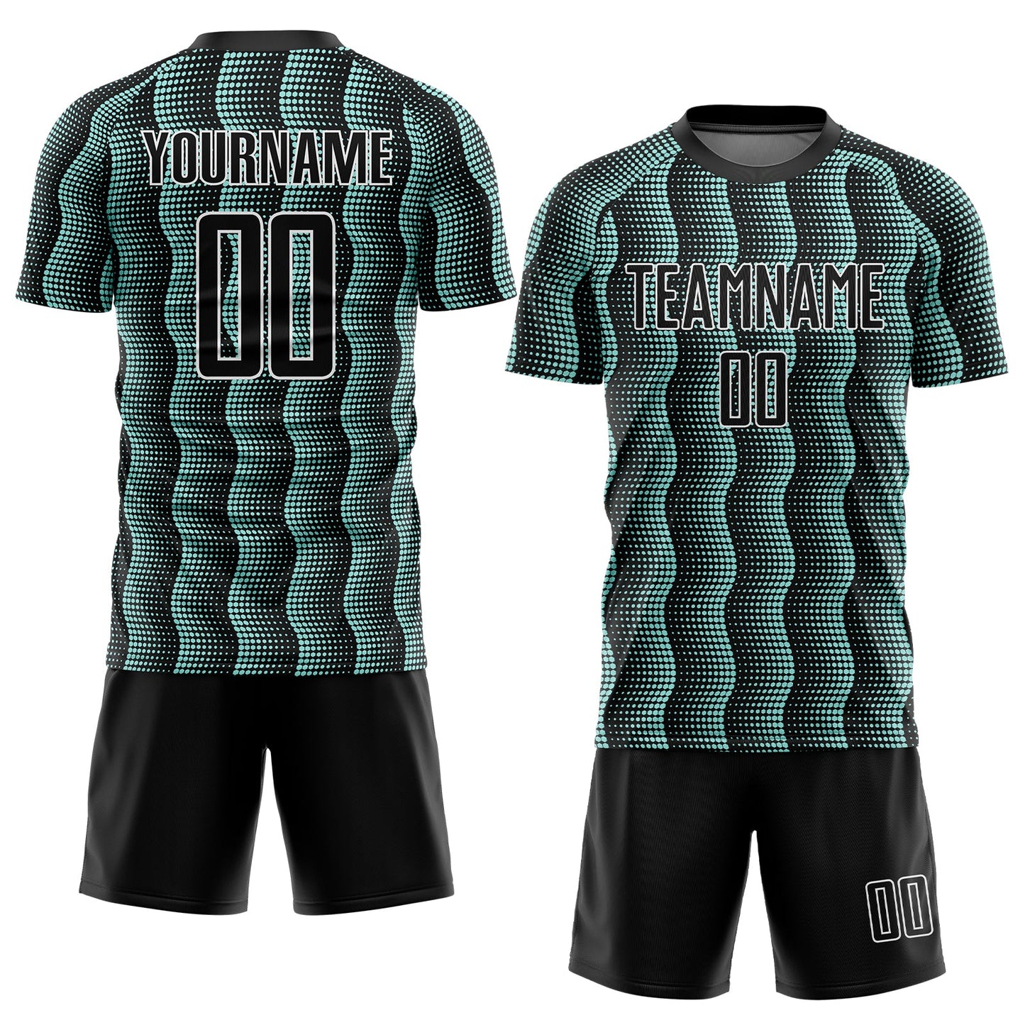 Custom Black Ice Blue-White Geometric Shape Sublimation Soccer Uniform Jersey T-Shirts, Hoodie, Sweatshirt (Image 2)