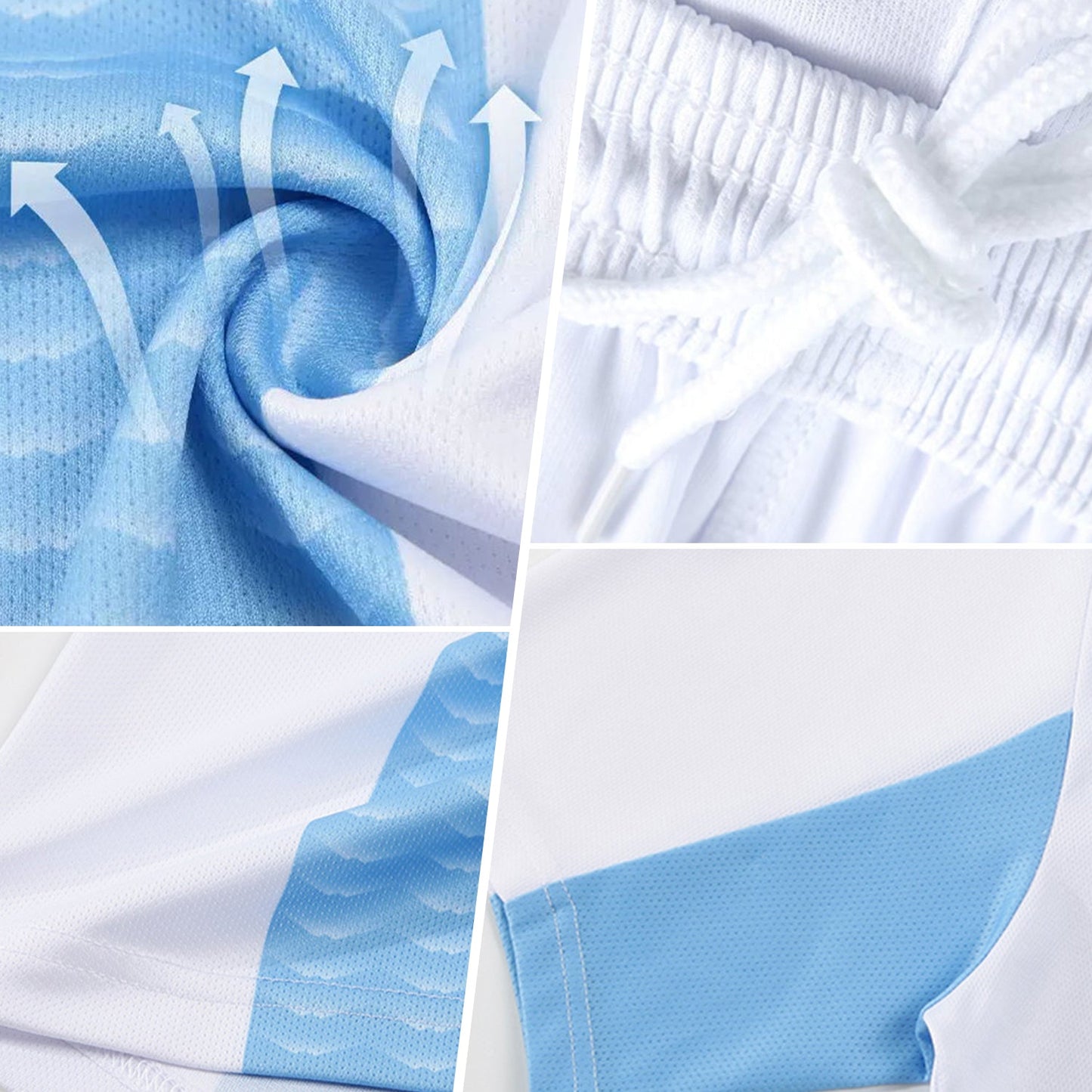 Custom Black Ice Blue-White Geometric Shape Sublimation Soccer Uniform Jersey T-Shirts, Hoodie, Sweatshirt (Image 3)