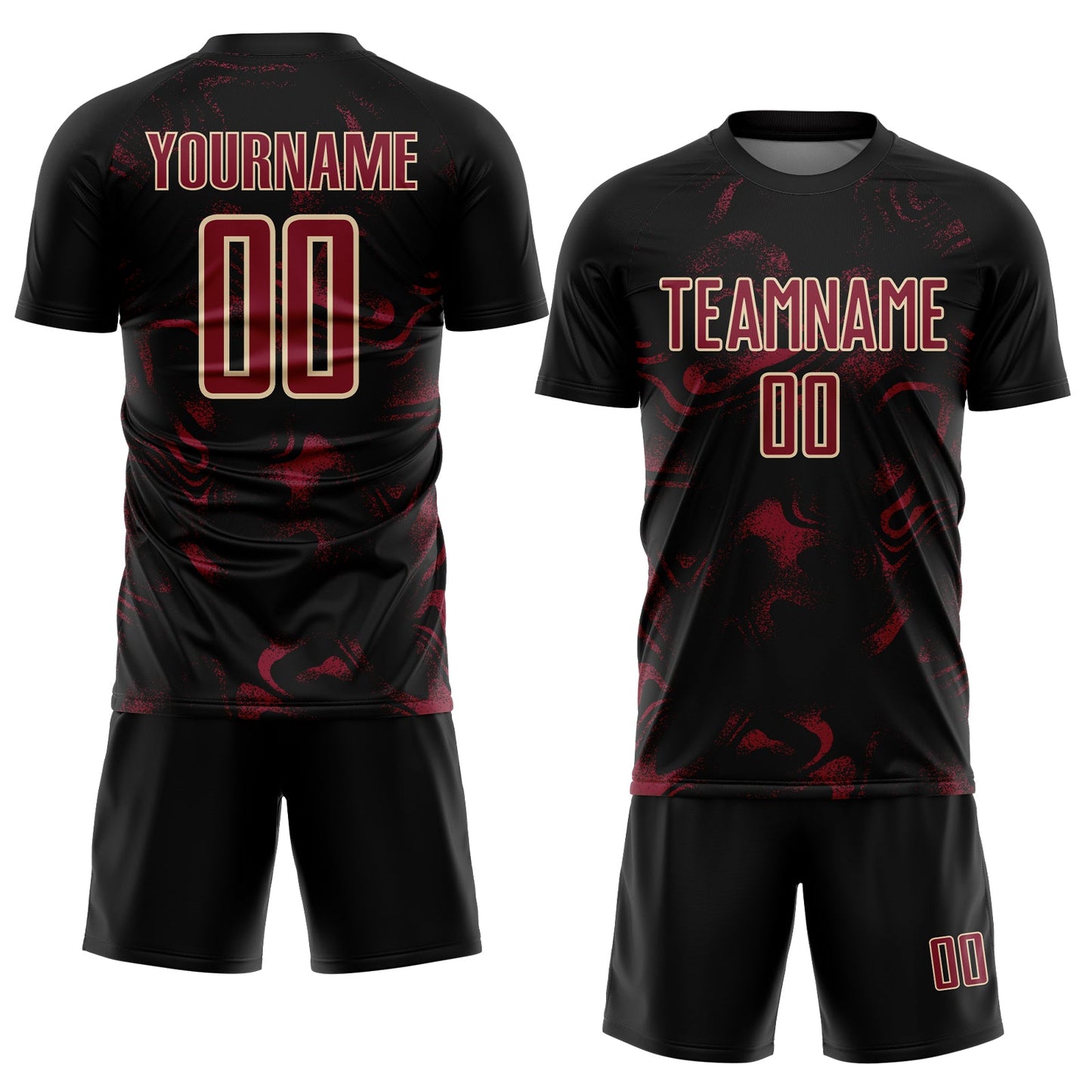 Custom Black Crimson-Cream Abstract Liquid Sublimation Soccer Uniform Jersey T-Shirts, Hoodie, Sweatshirt (Image 2)