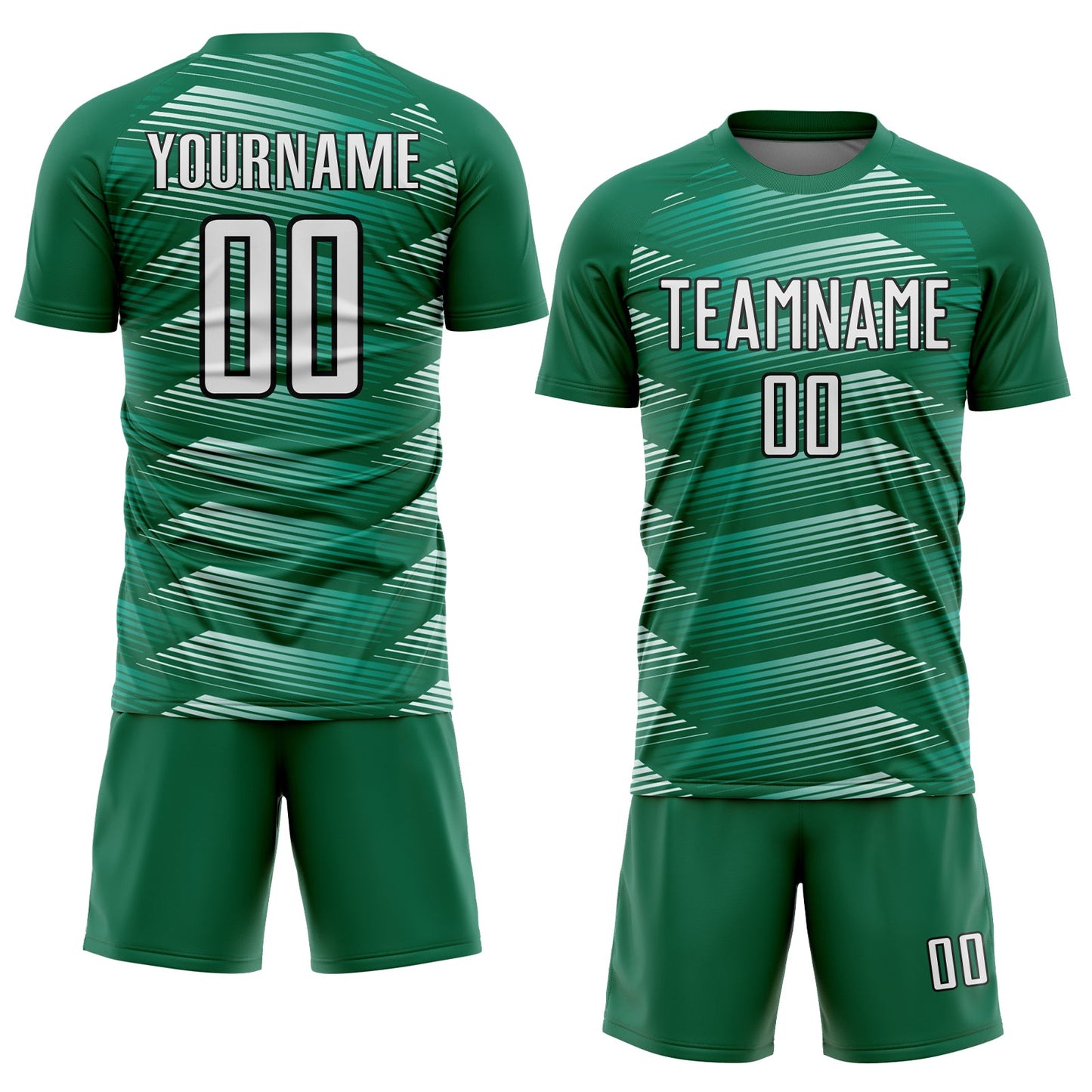 Custom Kelly Green White-Black Stripe Line Sublimation Soccer Uniform Jersey T-Shirts, Hoodie, Sweatshirt (Image 2)