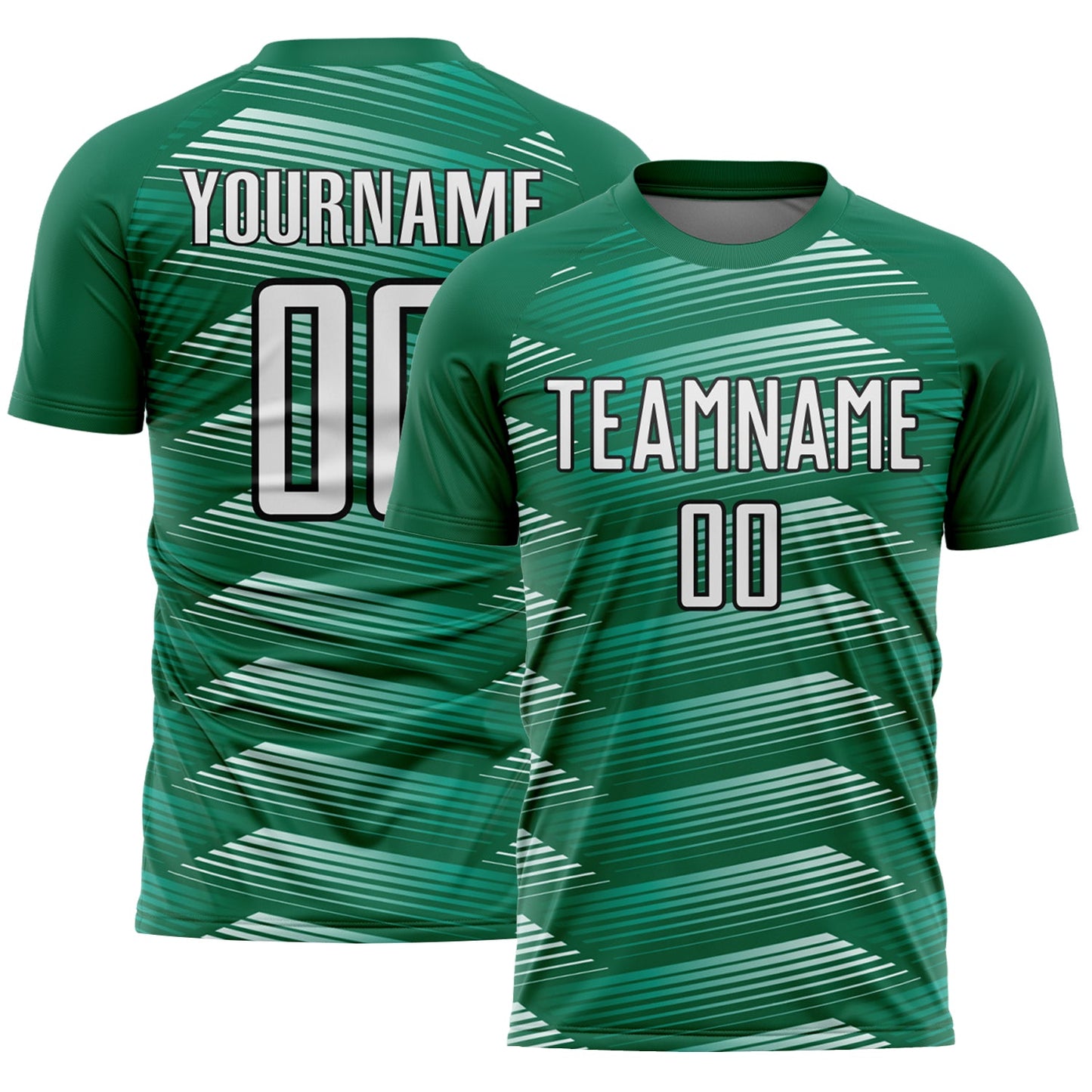 Custom Kelly Green White-Black Stripe Line Sublimation Soccer Uniform Jersey T-Shirts, Hoodie, Sweatshirt (Image 1)