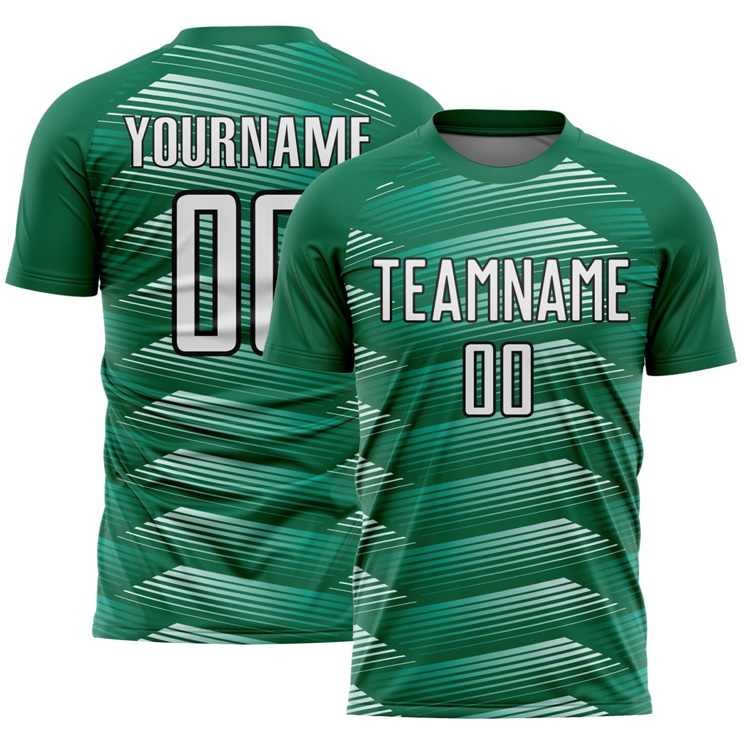 Custom Kelly Green White-Black Stripe Line Sublimation Soccer Uniform Jersey T-Shirts, Hoodie, Sweatshirt (Image 1)