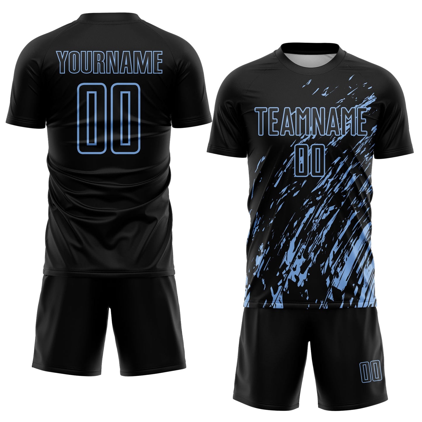 Custom Black Light Blue Splash Sublimation Soccer Uniform Jersey T-Shirts, Hoodie, Sweatshirt | WearSparks.com (Image 2)