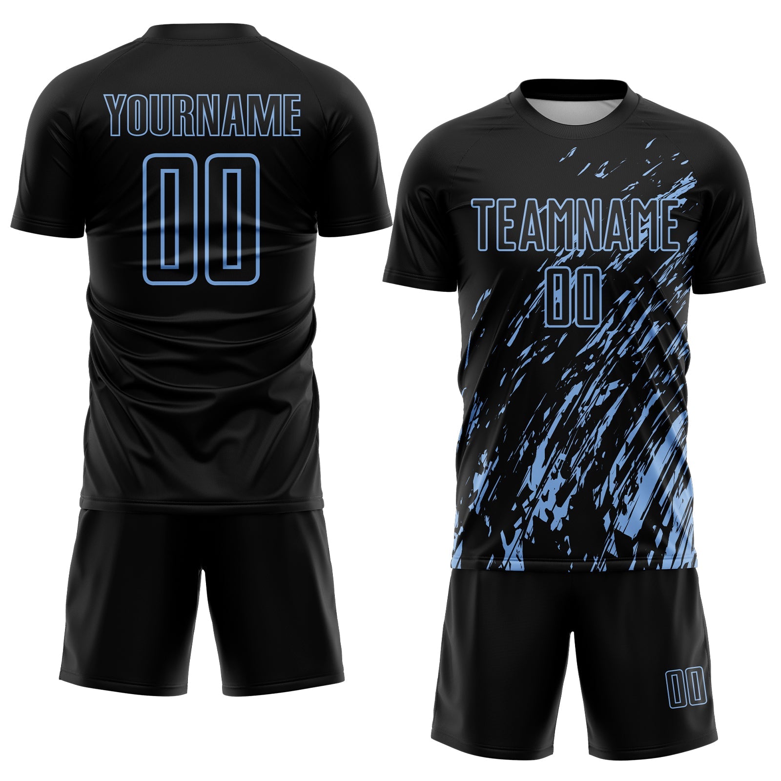 Custom Black Light Blue Splash Sublimation Soccer Uniform Jersey T-Shirts, Hoodie, Sweatshirt | WearSparks.com (Image 2)