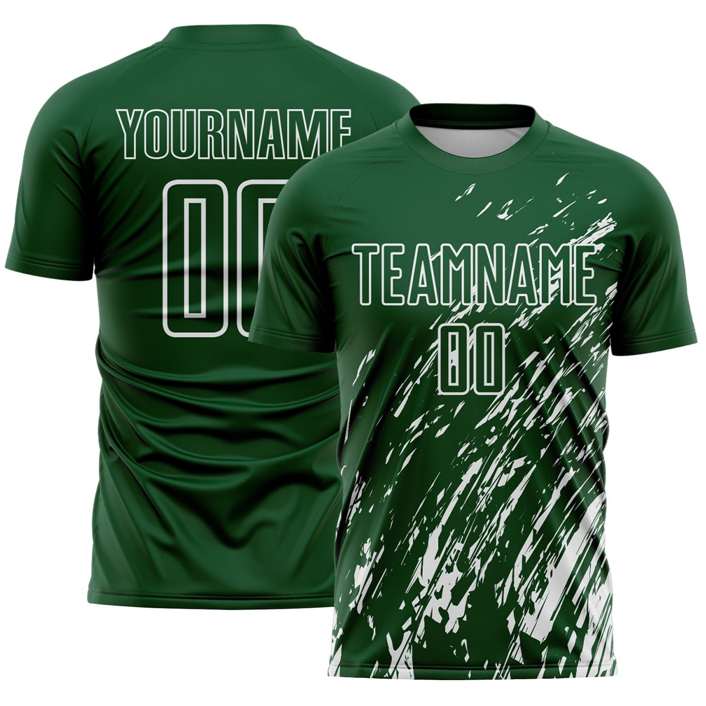 Custom Green White Splash Sublimation Soccer Uniform Jersey T-Shirts, Hoodie, Sweatshirt | WearSparks.com (Image 1)