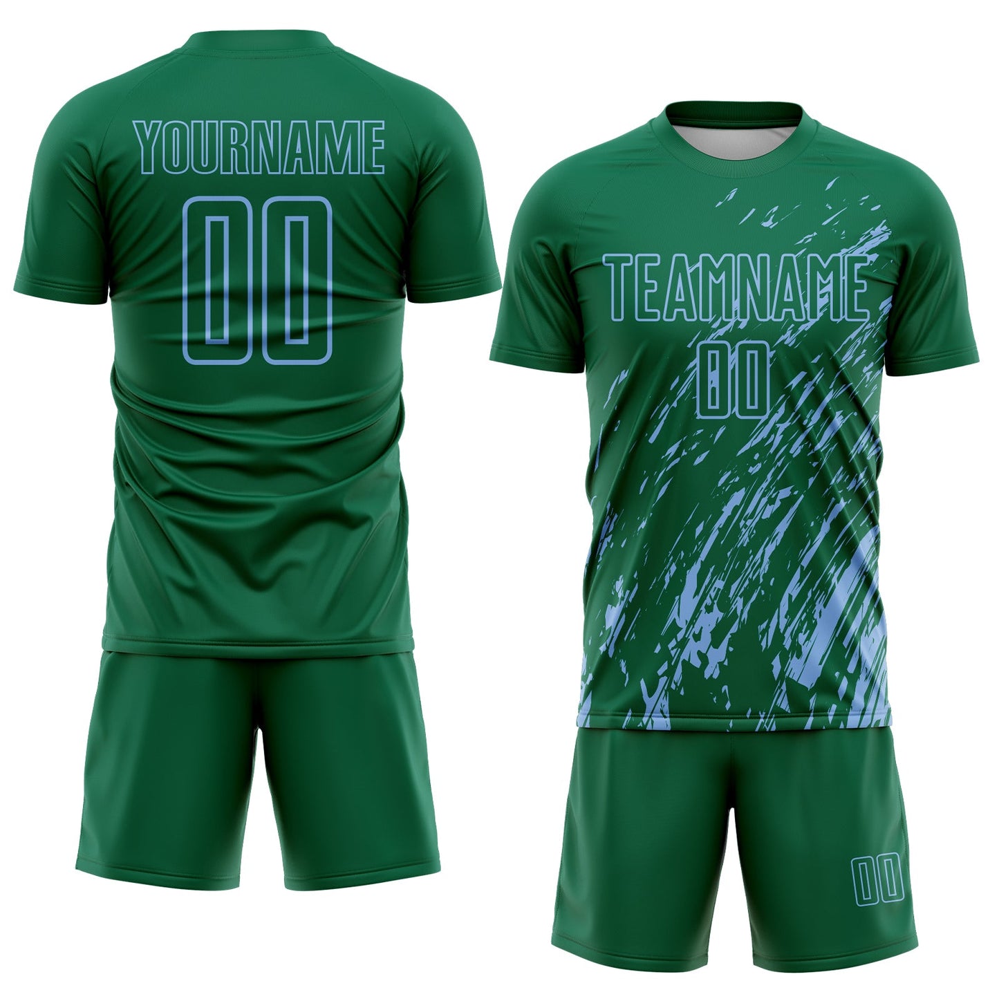 Custom Kelly Green Light Blue Splash Sublimation Soccer Uniform Jersey T-Shirts, Hoodie, Sweatshirt (Image 2)
