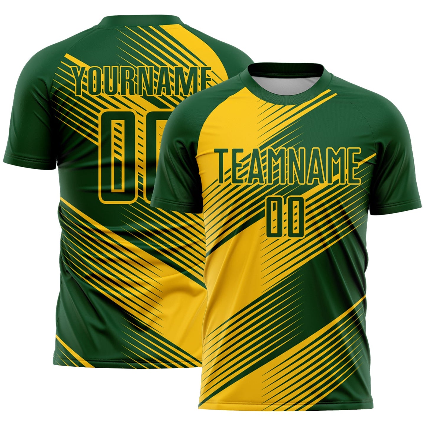 Custom Green Yellow Line Sublimation Soccer Uniform Jersey T-Shirts, Hoodie, Sweatshirt | WearSparks.com (Image 1)