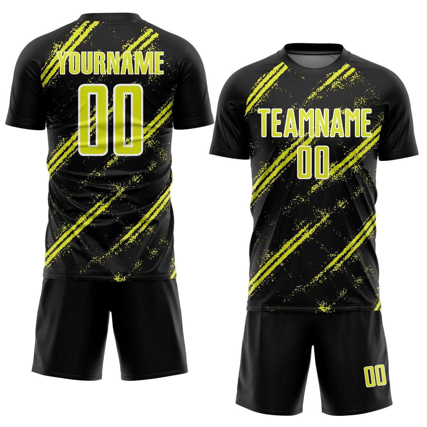 Custom Black Neon Yellow-White Abstract Fragment Art Splash Sublimation Soccer Uniform Jersey T-Shirts, Hoodie,... (Image 2)
