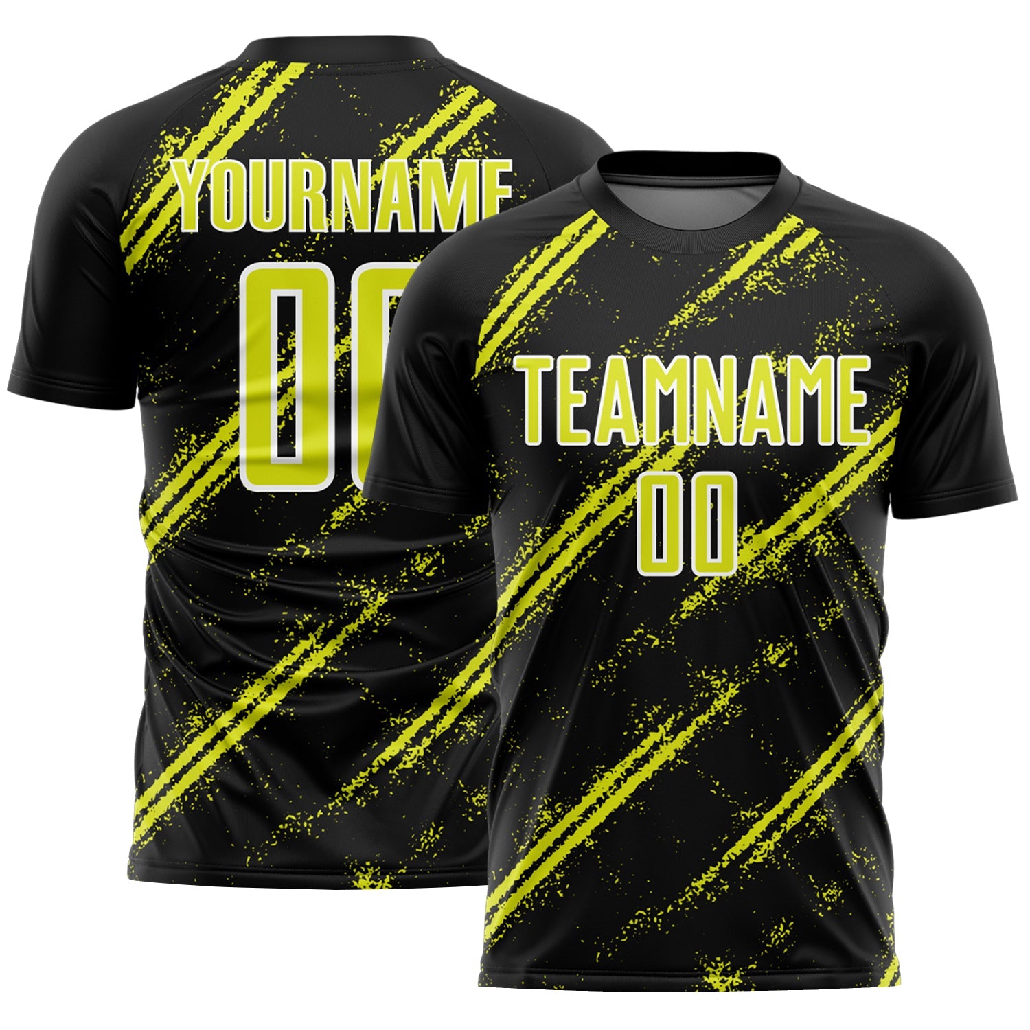 Custom Black Neon Yellow-White Abstract Fragment Art Splash Sublimation Soccer Uniform Jersey T-Shirts, Hoodie,... (Image 1)