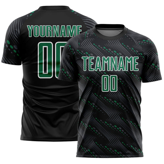 Custom Black Kelly Green-White Slant Lines Sports Sublimation Soccer Uniform Jersey T-Shirts, Hoodie, Sweatshirt (Image 1)