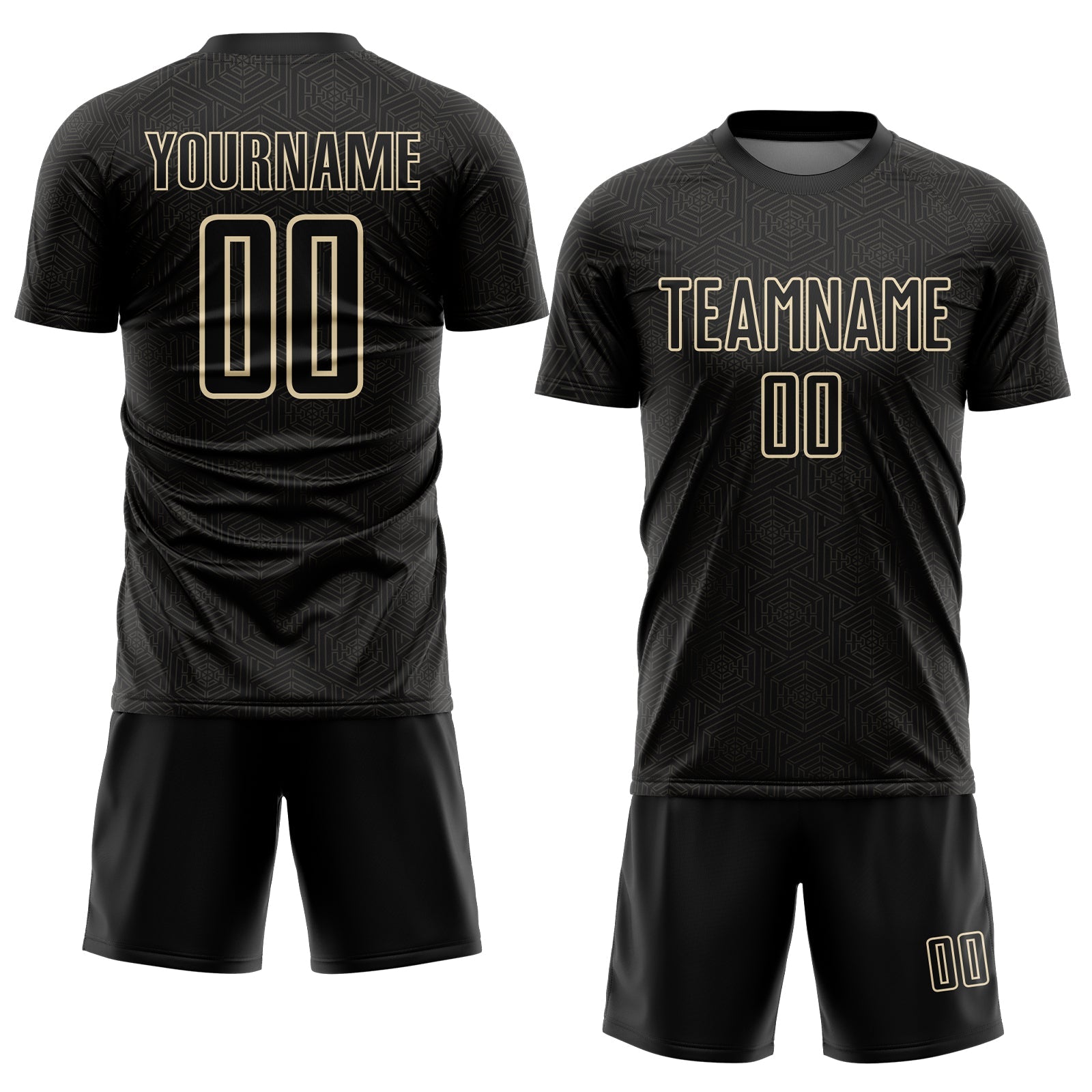 Custom Black Cream Geometric Shape Sports Sublimation Soccer Uniform Jersey T-Shirts, Hoodie, Sweatshirt (Image 2)