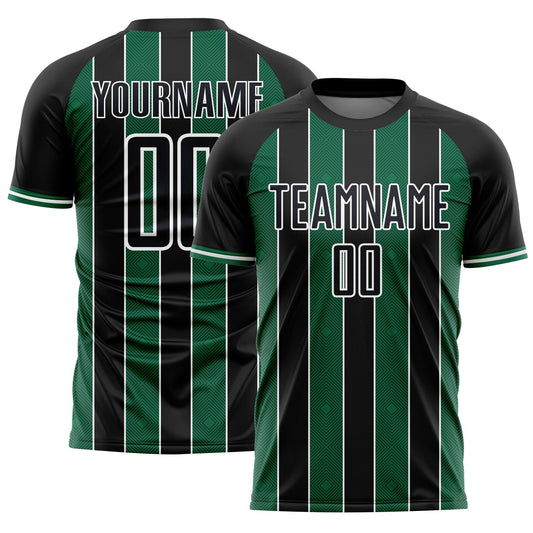 Custom Black Kelly Green-White Pinstripe Line Sports Sublimation Soccer Uniform Jersey T-Shirts, Hoodie, Sweatshirt (Image 1)