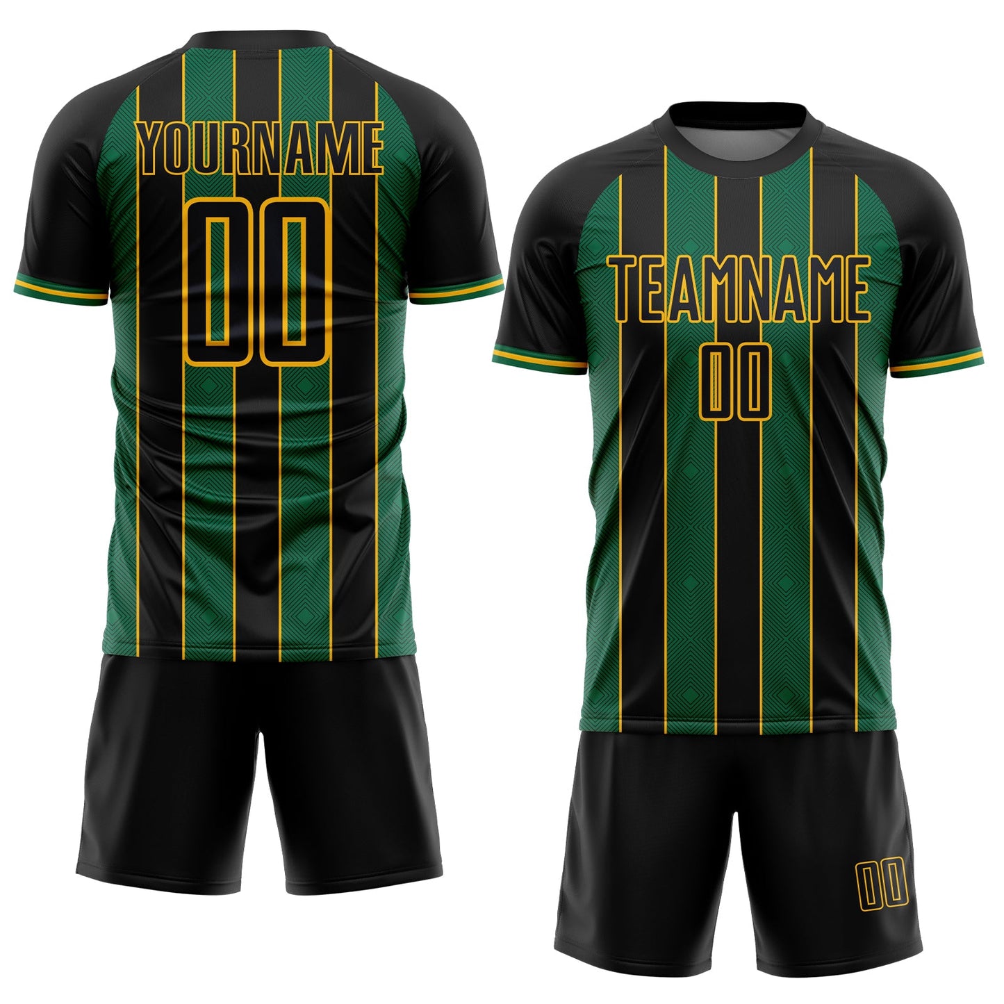 Custom Black Kelly Green-Gold Pinstripe Line Sports Sublimation Soccer Uniform Jersey T-Shirts, Hoodie, Sweatshirt (Image 2)
