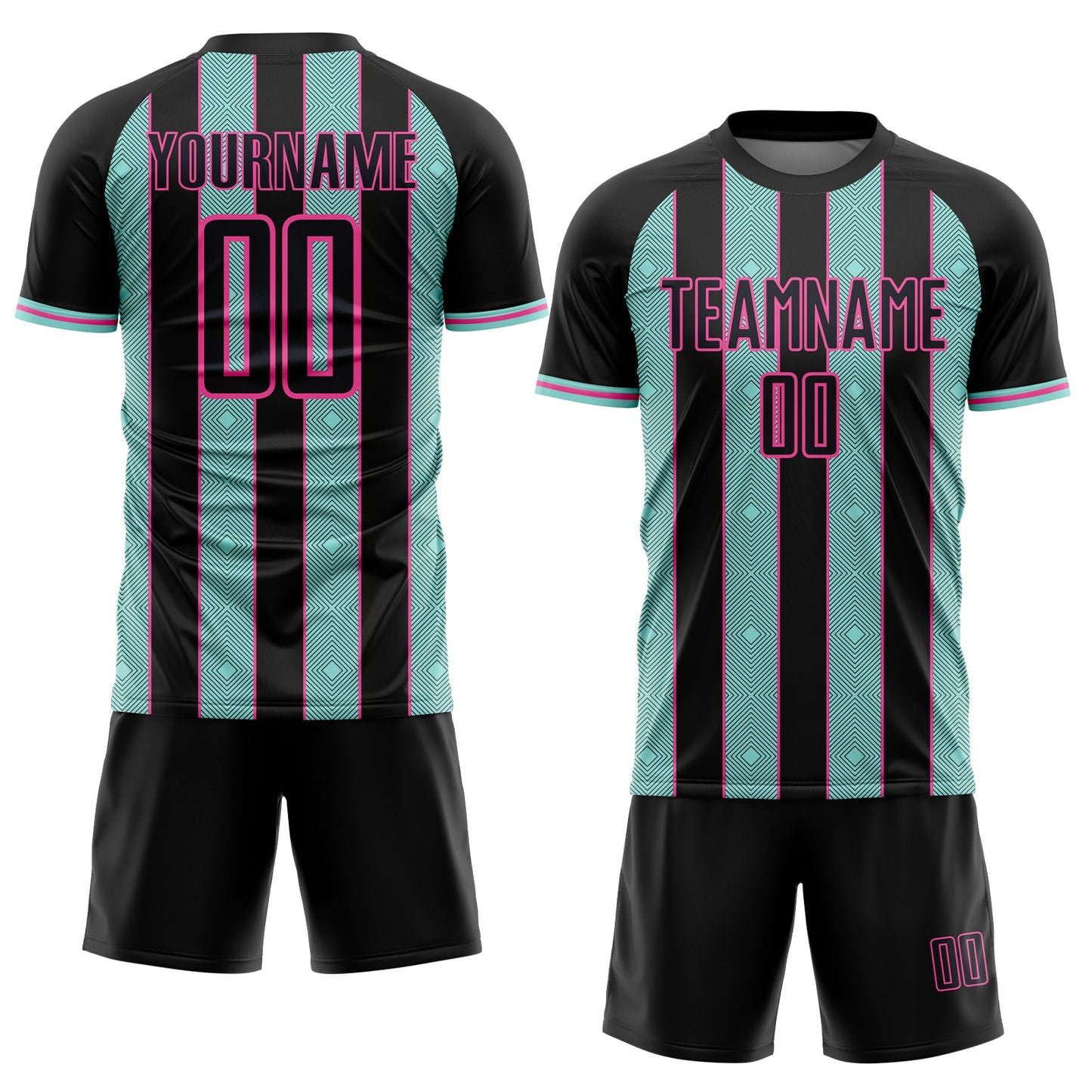 Custom Black Ice Blue-Pink Pinstripe Line Sports Sublimation Soccer Uniform Jersey T-Shirts, Hoodie, Sweatshirt (Image 2)