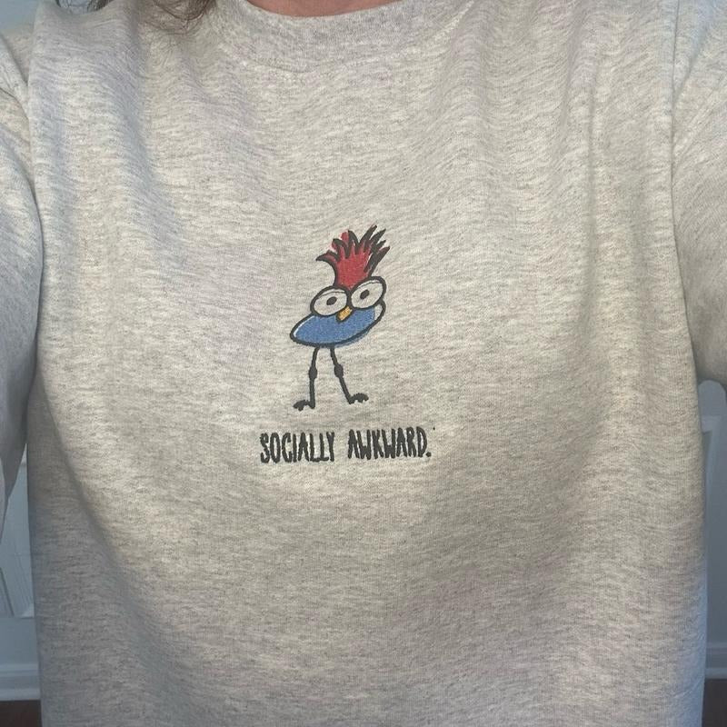 Socially Awkward Embroidered Crewneck Sweatshirt Comfort T-Shirts, Hoodie | WearSparks.com