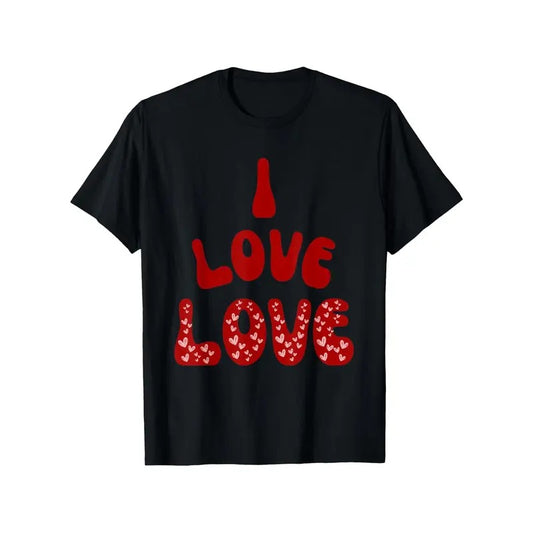 Soft & Breathable 100% Cotton Men's Valentine's Day T-Shirt - "I Love Love" XOXO Graphic, Casual Crew Neck Short Sleeve...
